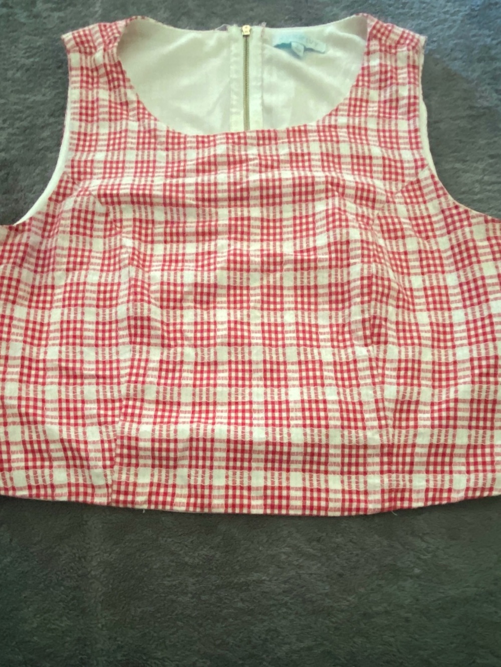 Red Plaid Sleeveless Crop Top - Women's